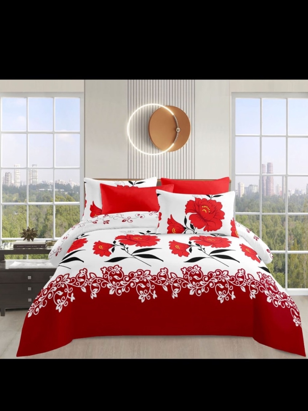 Red Floral Comforter Set - Elegant Home Bedding